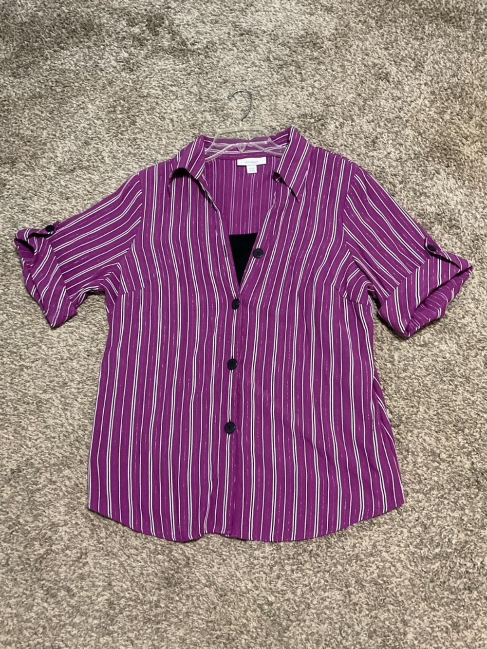 Dressbarn Purple Striped Under Tank Button-Front  Shirt 18/20